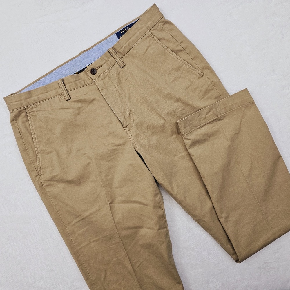 Polo Ralph Lauren Pants Mens‎ 35W 32L Khaki Chino Classic Twill Straight Stretch